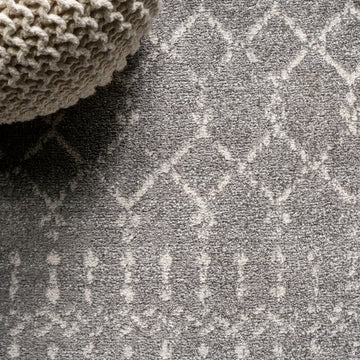 Moroccan Hype Boho Vintage Diamond Area Rug Gray/Ivory